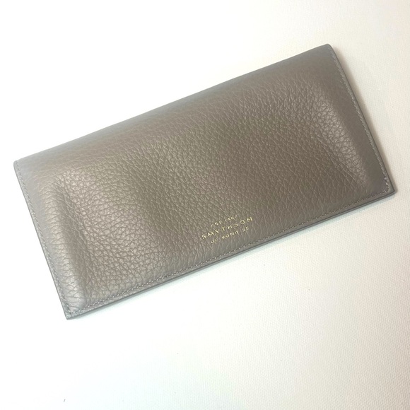 Smythson Gray Leather Long  Wallet New - Picture 1 of 3
